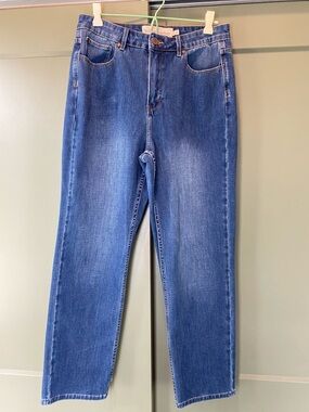 Soft Surroundings Blue Denim Jeans with Decorative Copper-Tone Button
